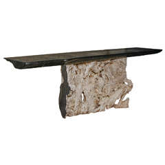 20th Century Natural Root Console with Azobe Wood Top