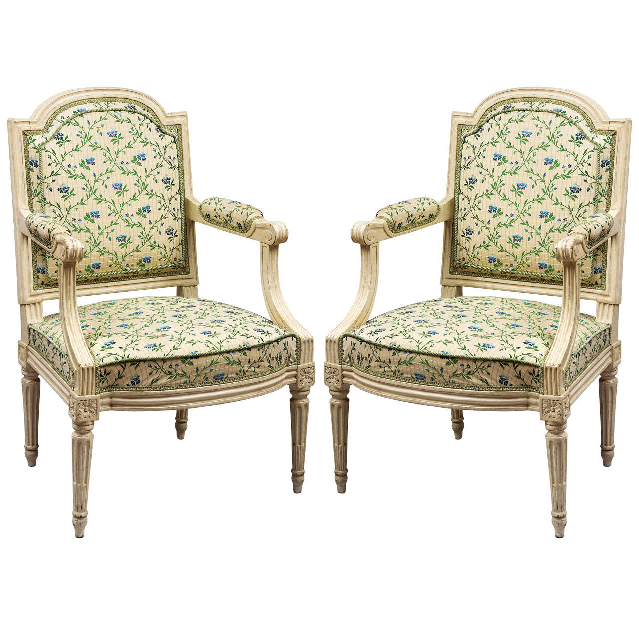 18th Century Pair of Louis XVI Armchairs Stamped C. Chevigny