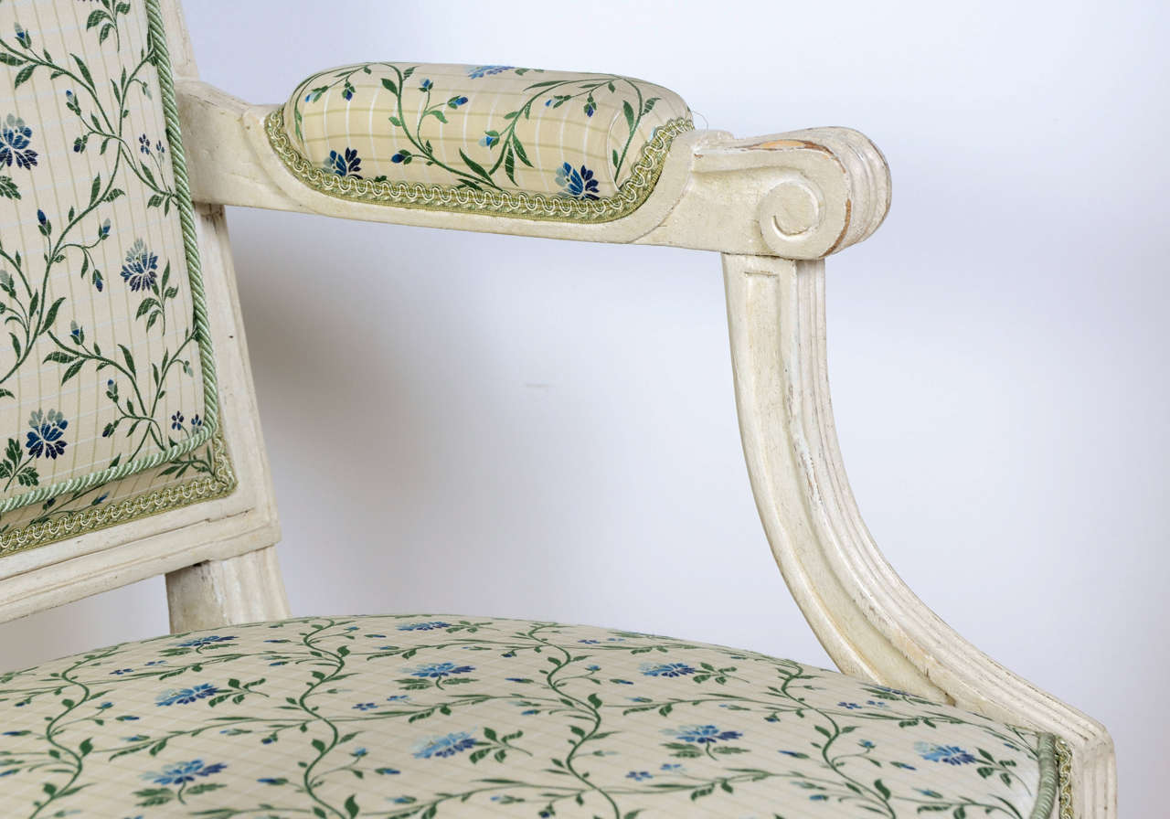18th Century and Earlier 18th Century Pair of Louis XVI Armchairs Stamped C. Chevigny