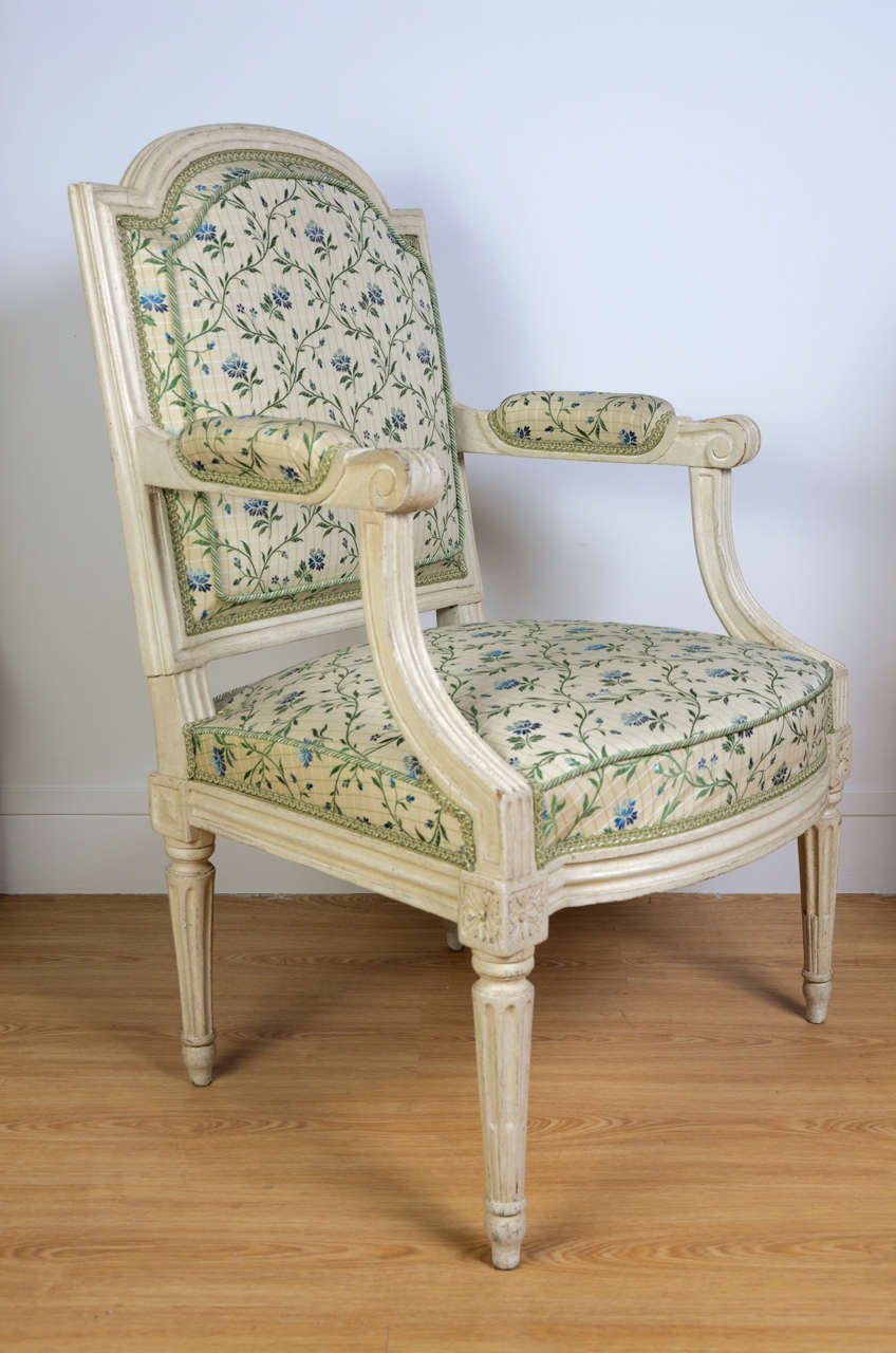 Wood 18th Century Pair of Louis XVI Armchairs Stamped C. Chevigny