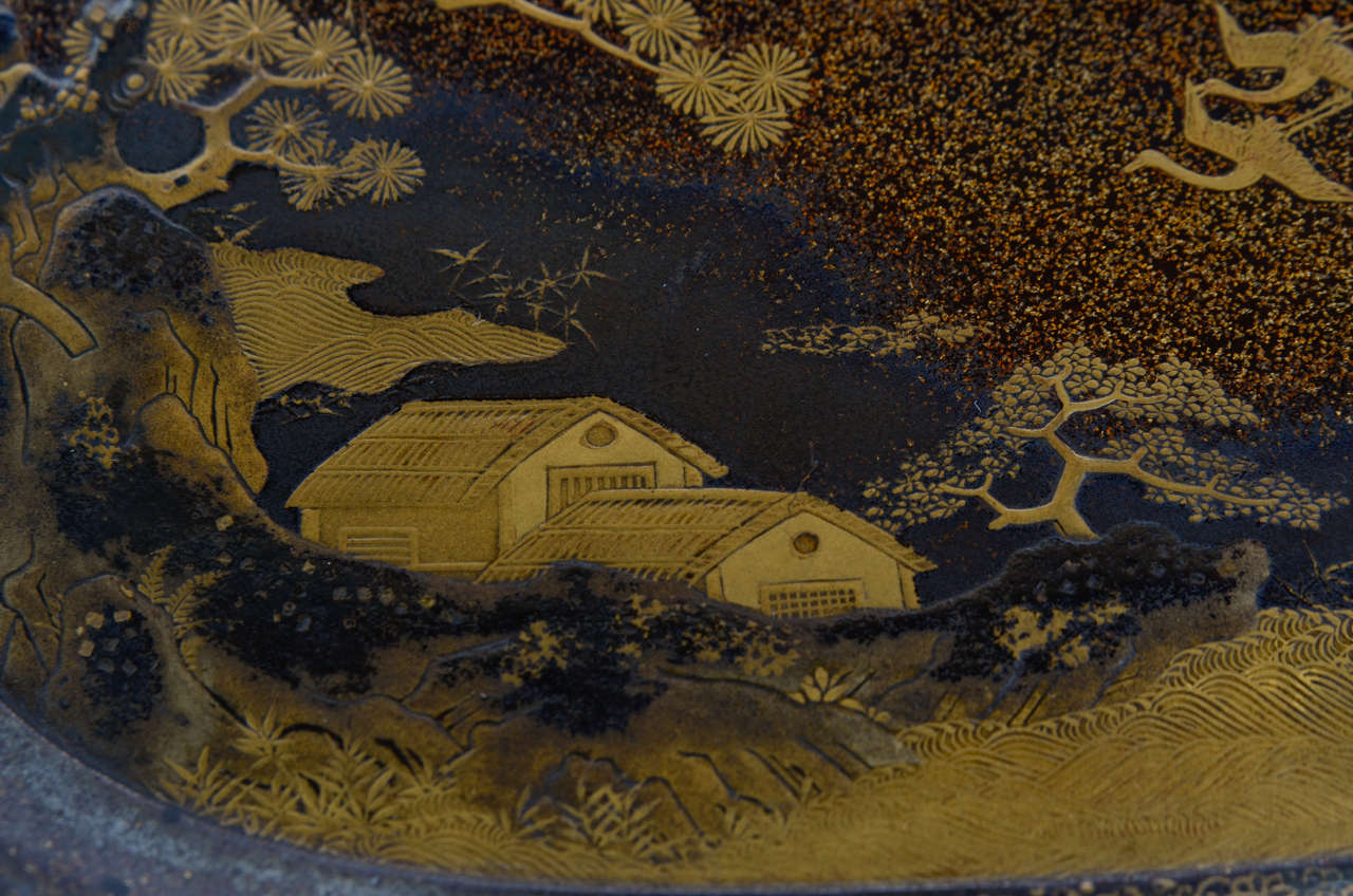 Wood 19th Century Small Nashi-Ji Lacquer Tray