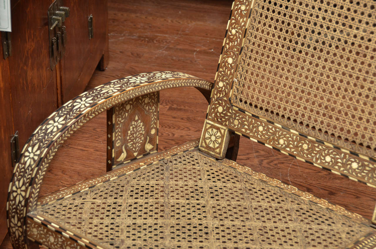 Anglo-Indian Horn and Bone Inlaid Settee with Caned Back and Seat In Excellent Condition In East Hampton, NY