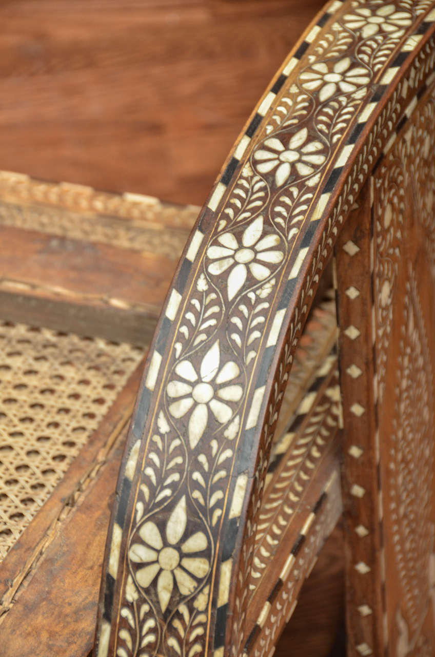 Anglo-Indian Horn and Bone Inlaid Settee with Caned Back and Seat 5