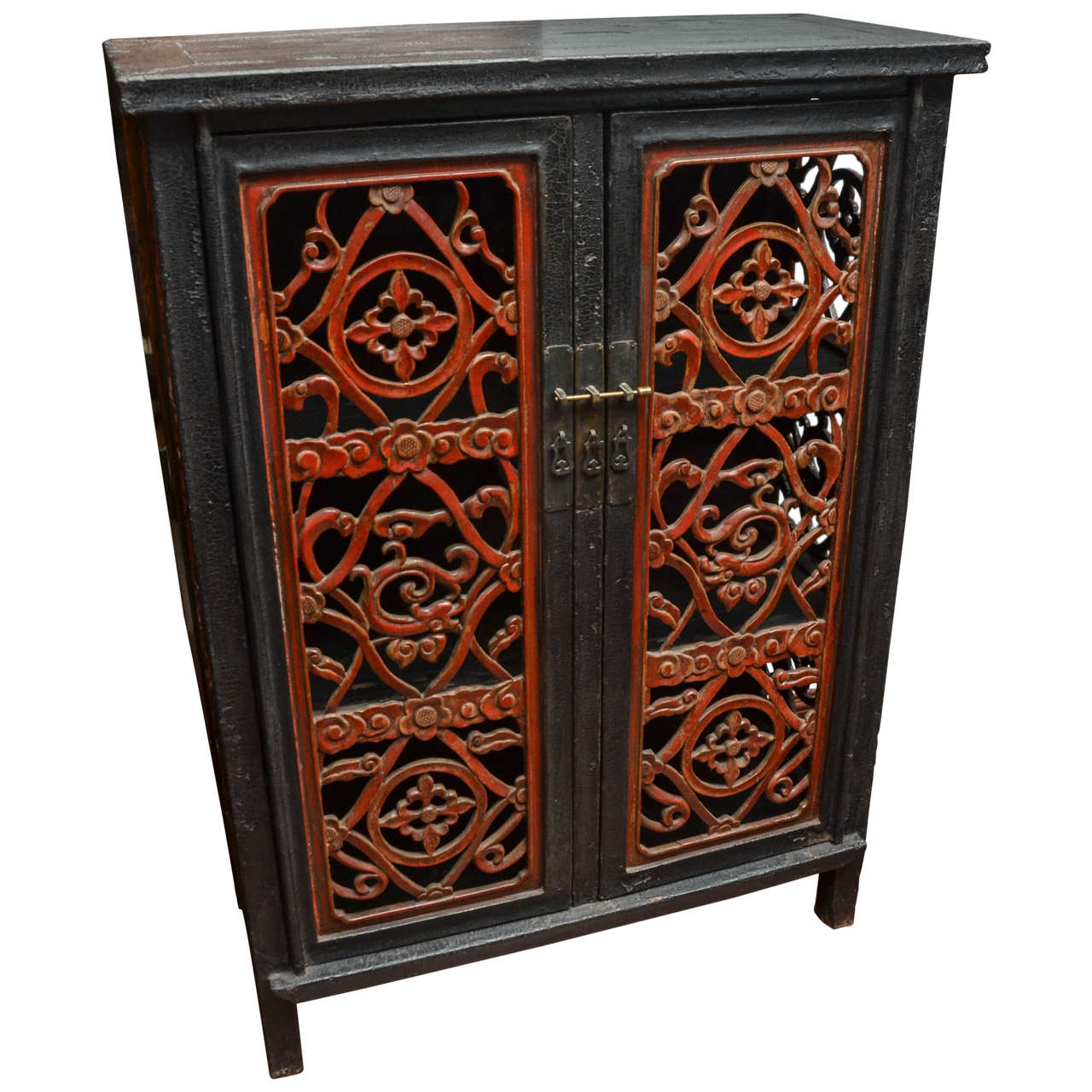 Qing Dynasty Shanxi Lacquered Kitchen Storage Cabinet For Sale