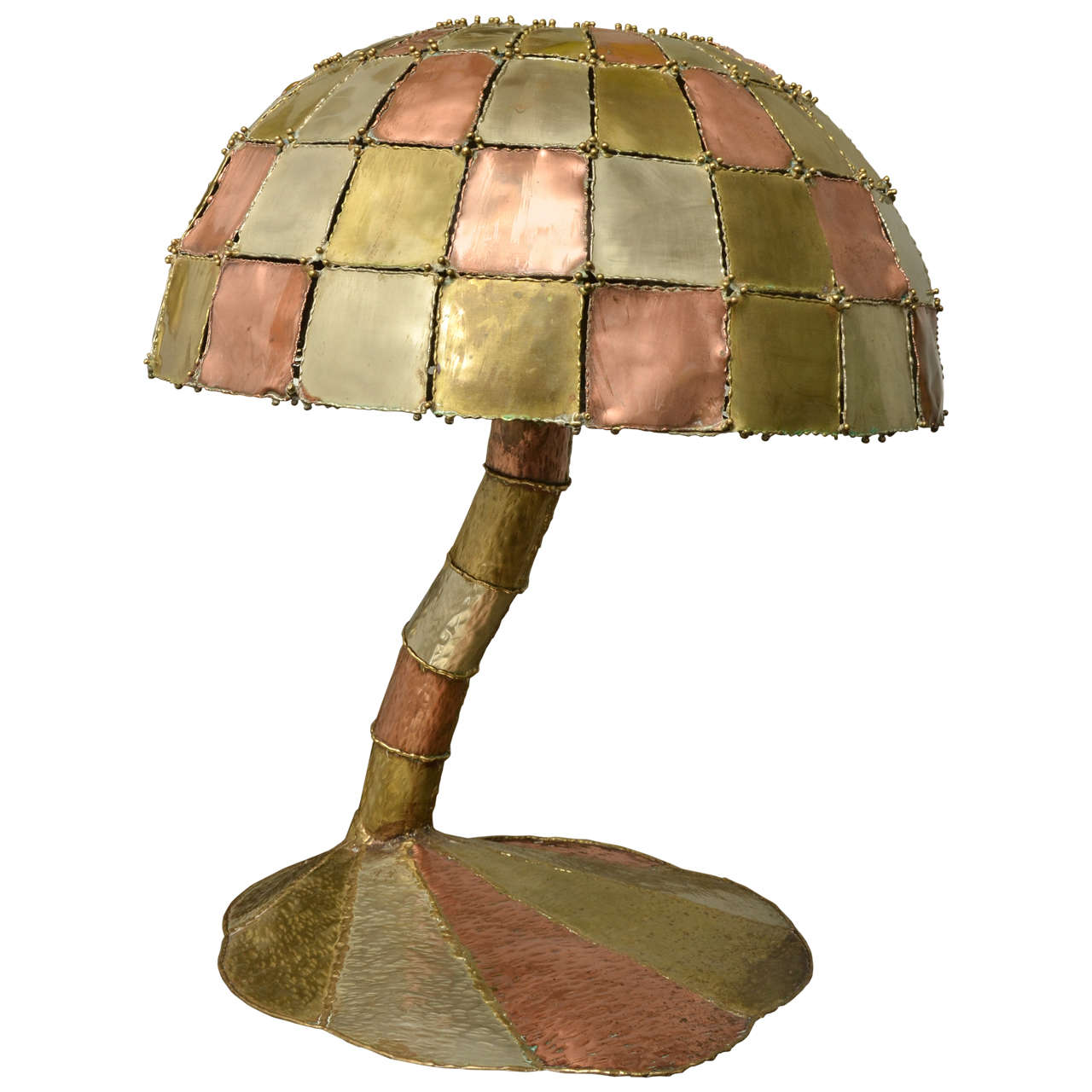 Metal Patchwork Motif Mushroom Table Lamp