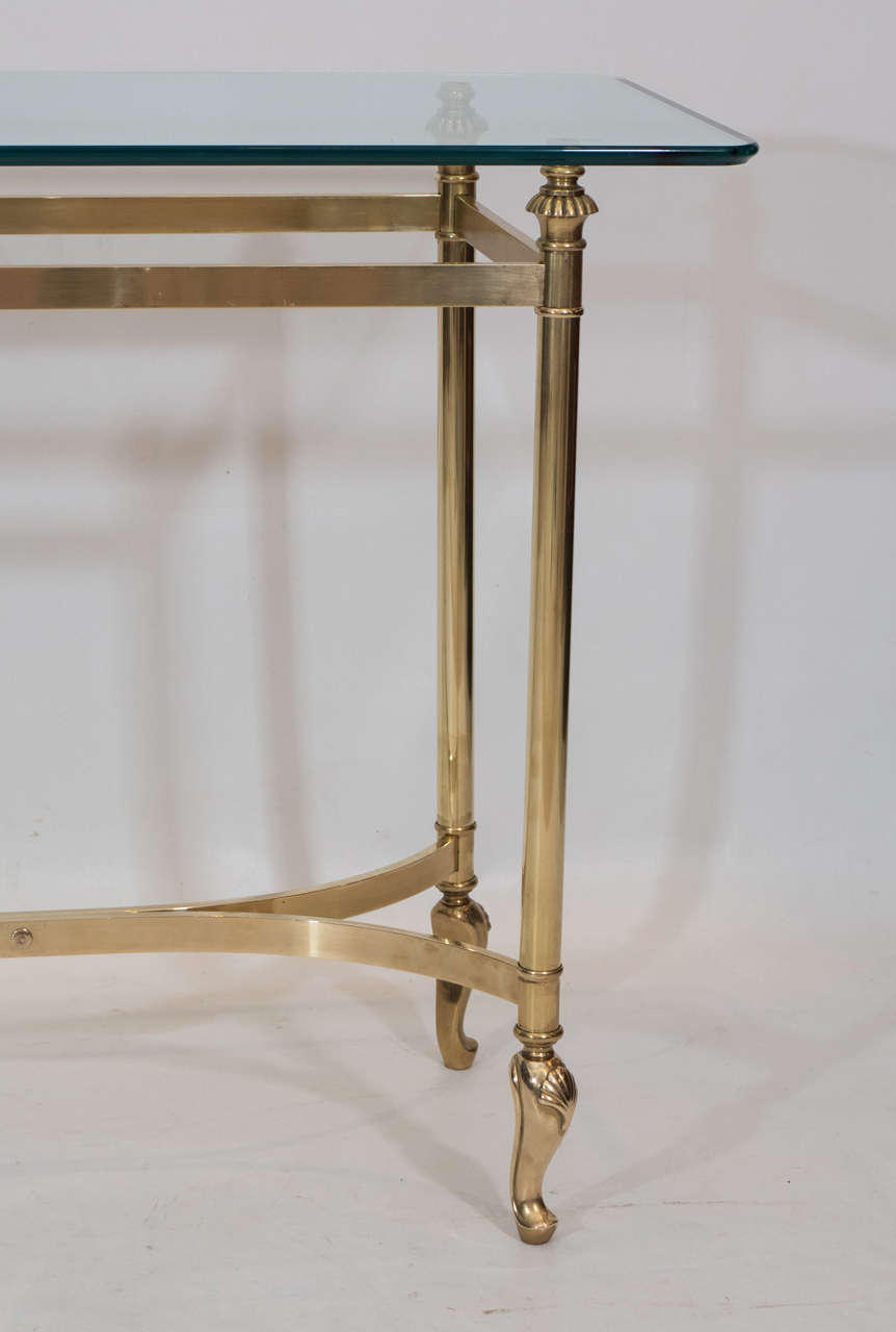 American Brass Console Table in the Manner of Maison Jansen