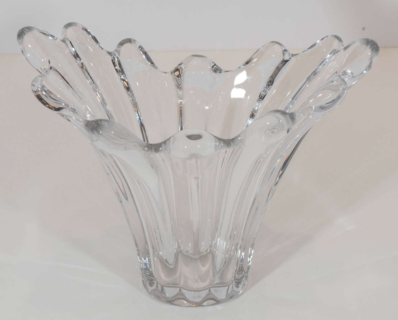 Impressive crystal vase by Vannes in a beautiful flaired form.  Please contact for location.