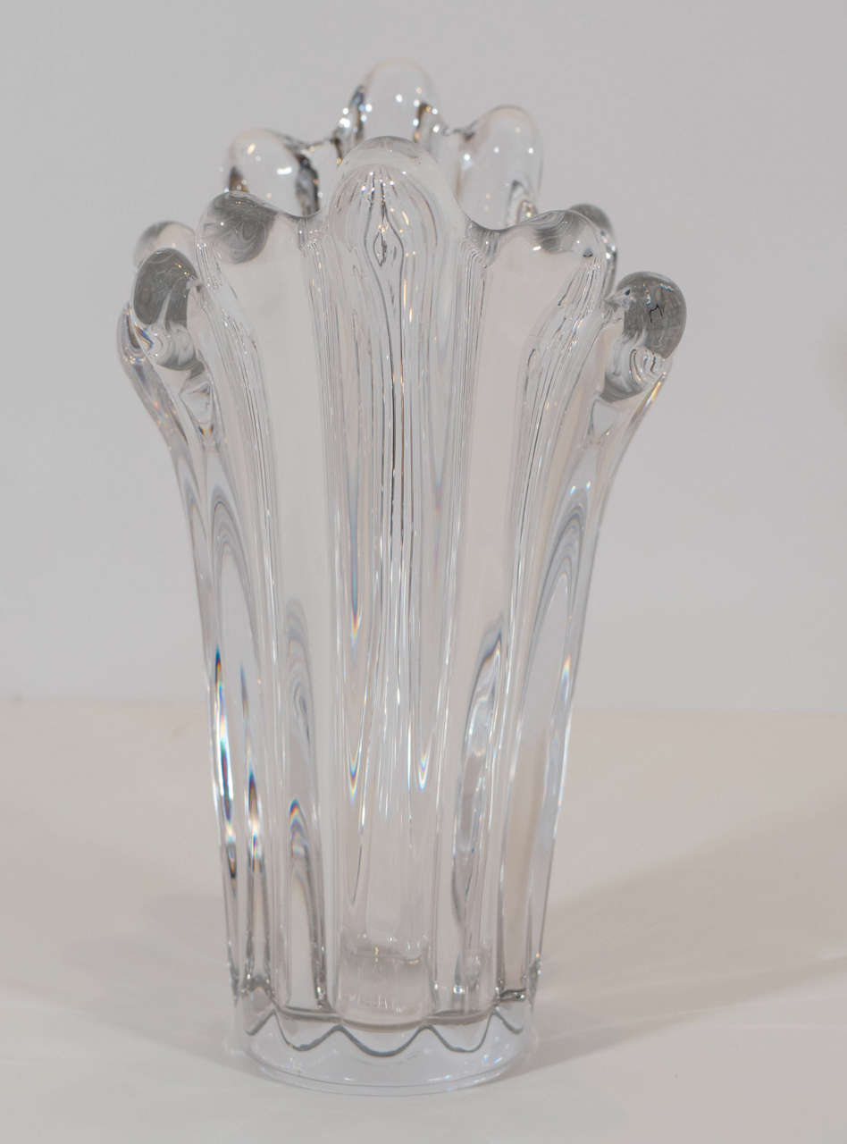Mid-Century Modern French Vannes Crystal Vase