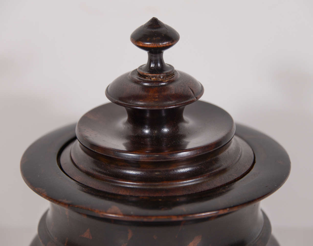 Wooden Dutch Tobacco Jar in Tortoise Shell Wood In Excellent Condition In Houston, TX