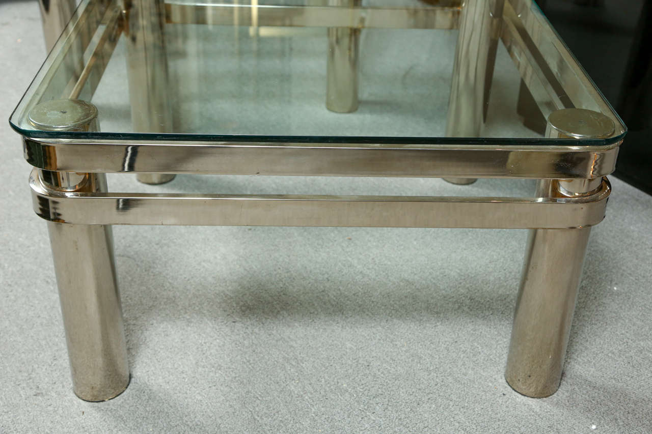 Pair of Very Stylish Chrome and Glass End Tables In Excellent Condition In New York, NY