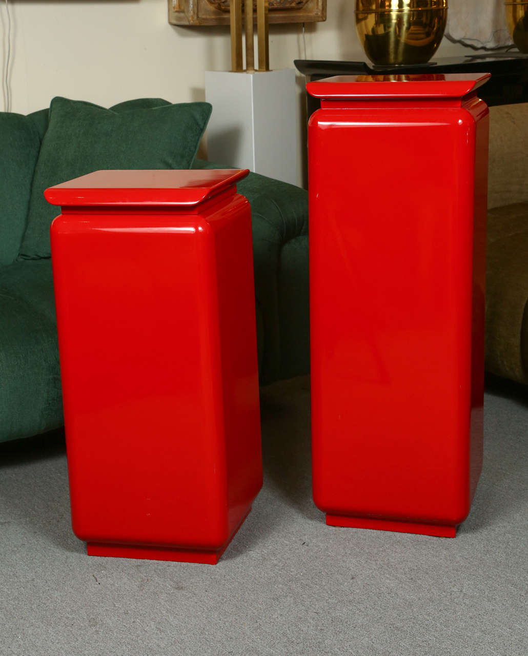 Canadian Pair of Beautiful Lacquered  Pedestals by Rougier