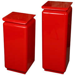 Pair of Beautiful Lacquered  Pedestals by Rougier