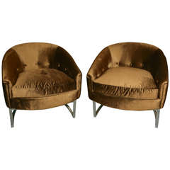 Vintage Pair of Club Chairs by Milo Baughman