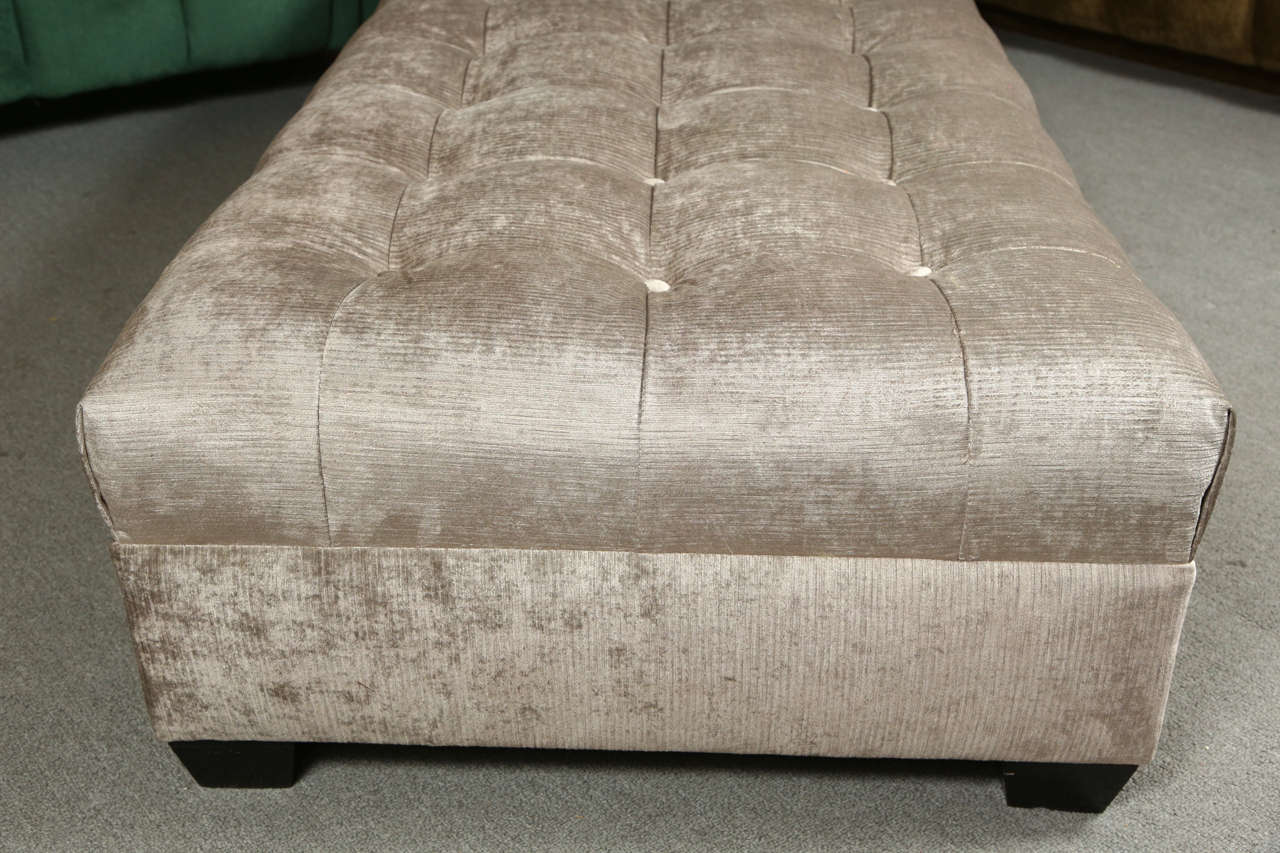 Wood Large Biscuit Tufted Ottoman