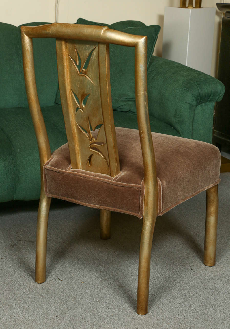 Mohair Four Bamboo Style Dining Chairs by James Mont