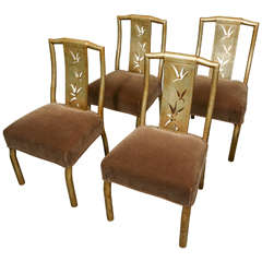 Four Bamboo Style Dining Chairs by James Mont