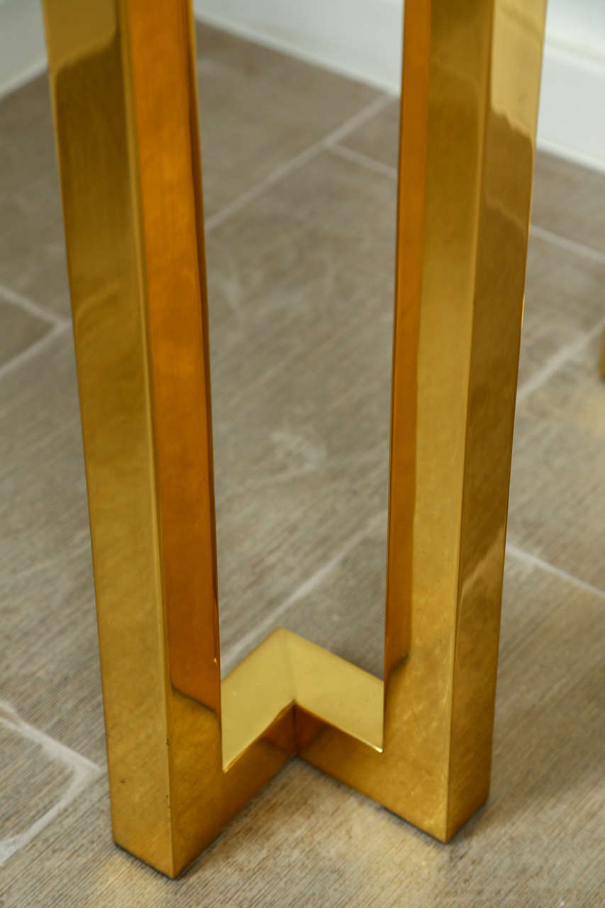 Brass Base Console with Fossil Stone Top 4