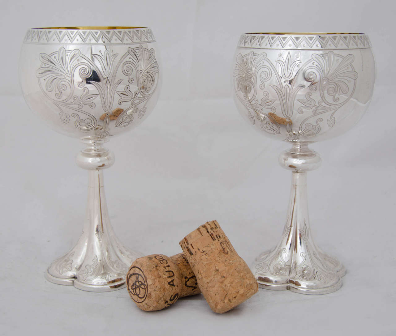 Set of Four Antique English Silver Goblets For Sale 5