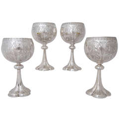 Set of Four Antique English Silver Goblets