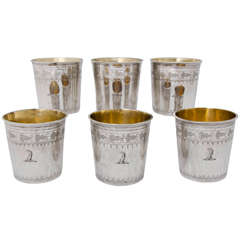 Set of Six Victorian Sterling Silver Beakers