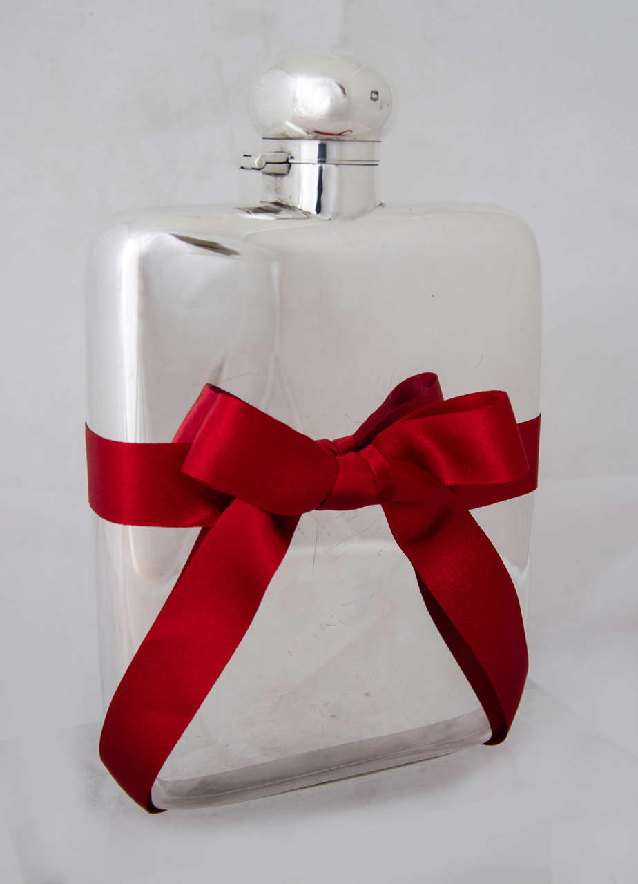 Large English Sterling Silver Flask 2