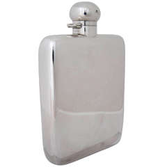 Antique Large English Sterling Silver Flask