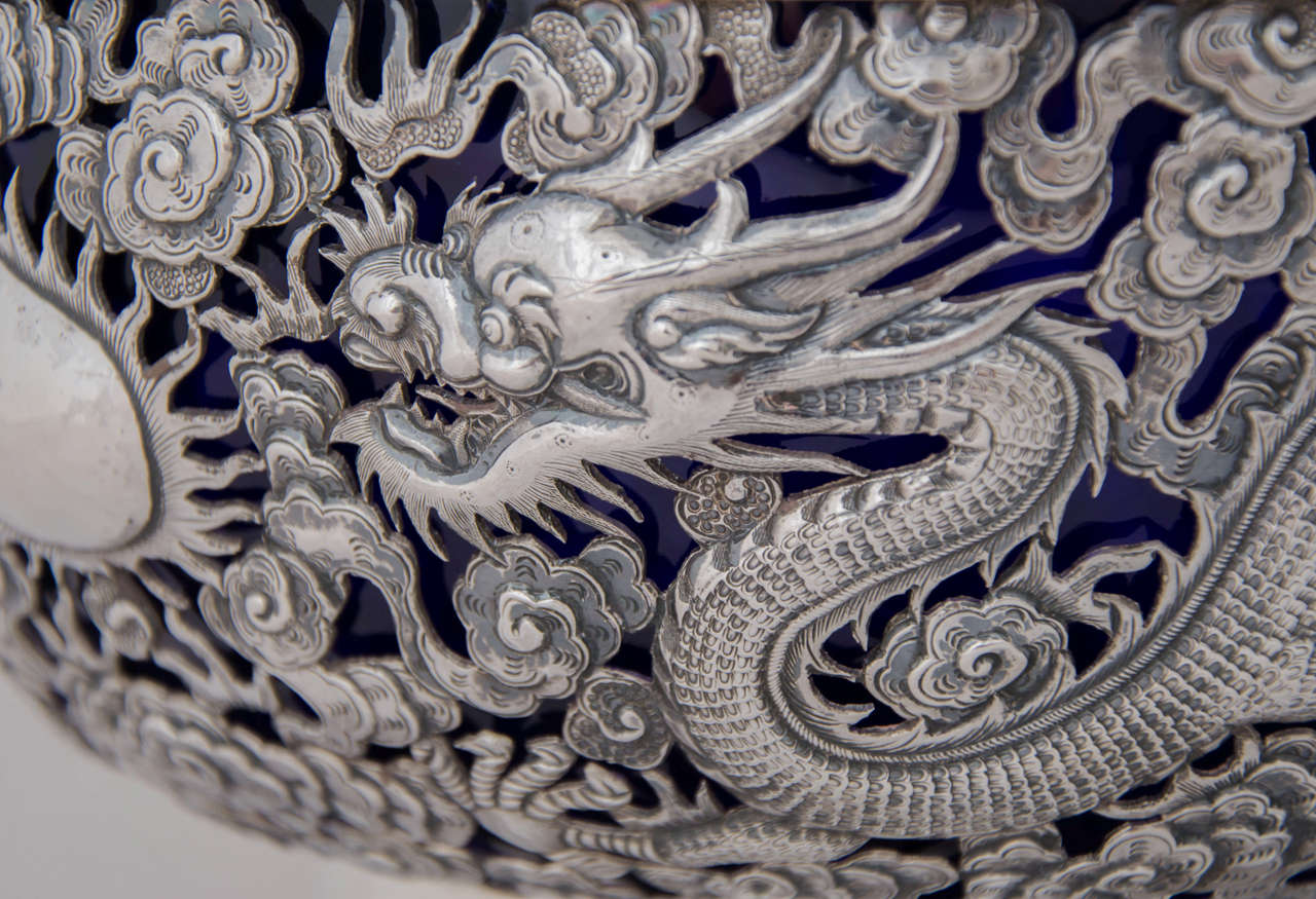 Victorian Chinese Export Silver Bowl For Sale