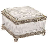 A CUT GLASS BOX, FRENCH, 20th CENTURY