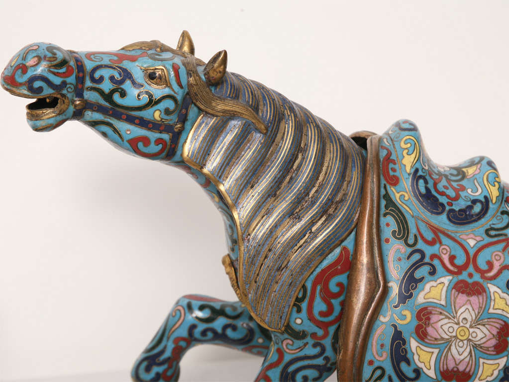 A PAIR OF CLOISONNE HORSE FIGURES. CHINESE,  MID 20th CENTURY For Sale 4