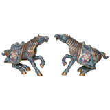 A PAIR OF CLOISONNE HORSE FIGURES. CHINESE,  MID 20th CENTURY