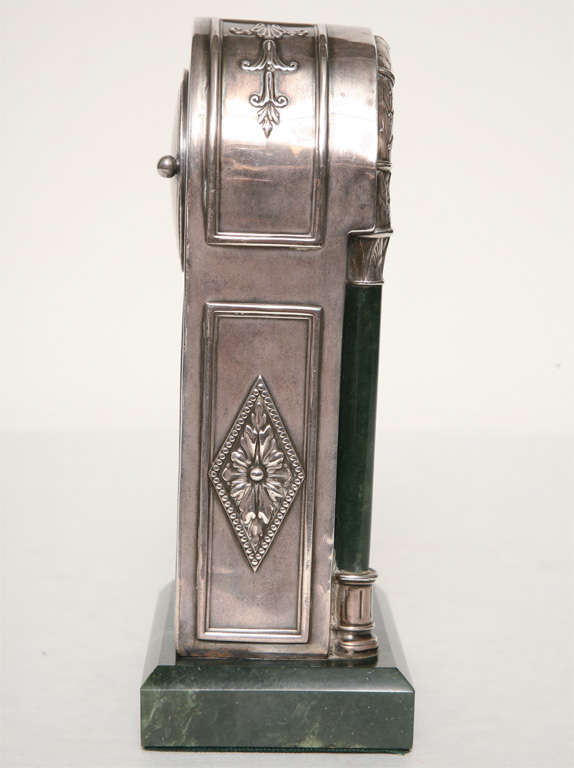 Russian A SILVER AND NEPHRITE TABLE CLOCK. RUSSIAN,  CIRCA 1900