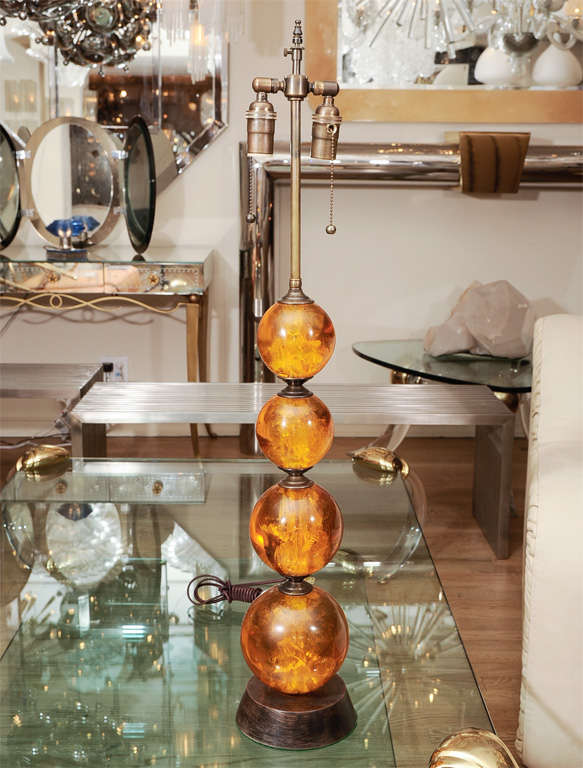 Pair of Segmented Resin Sphere Lamps