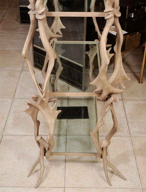 Four Tier Faux Antler Etagere with Glass Shelves by Arthur Court 4