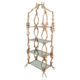Retro Four Tier Faux Antler Etagere with Glass Shelves by Arthur Court