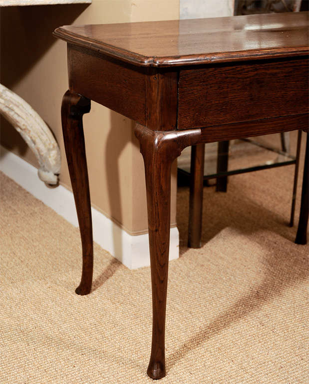 Swedish Oak Side Table with Single Frieze Drawer on Cabriole Legs