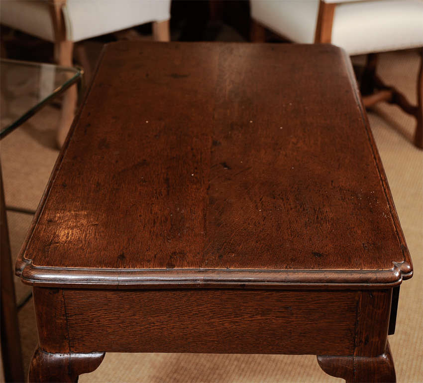 Oak Side Table with Single Frieze Drawer on Cabriole Legs 1