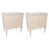 Pair of Early 20th Century White Lacquered Continental Commodes Pair of Early 20th Century White Lacquered Continental Commodes