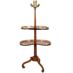 French Tiered Floor lamp of Mahogany with Brass Gallery