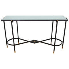 Vintage 1950
s stitched leather console by Jacques Adnet