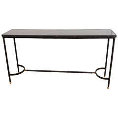 1950's stitched leather console by Jacques Adnet