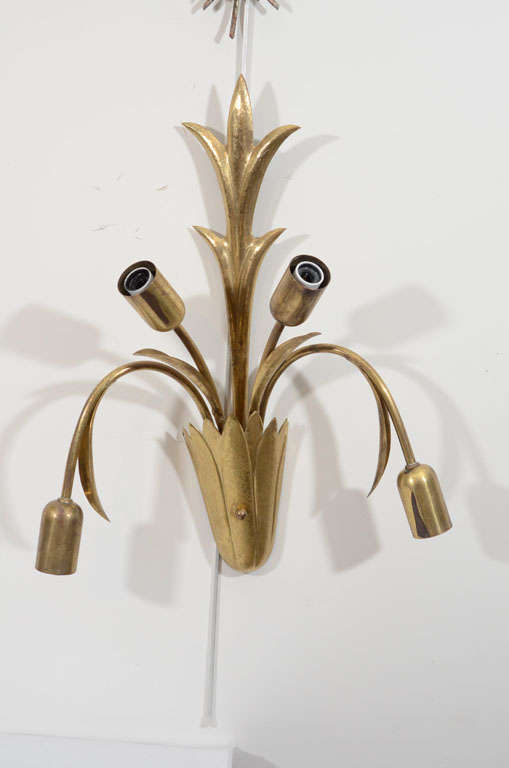 Pair of two lights sconces, circa 1940s. Three pairs available.
Price for a pair.