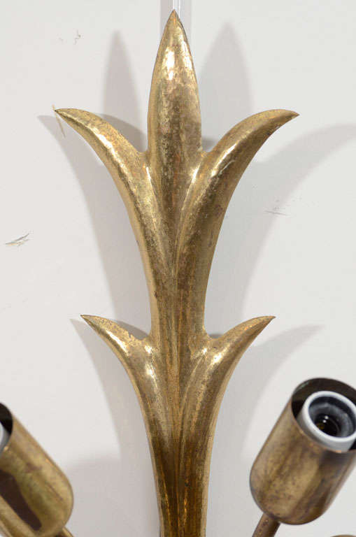 1940s Wrought Brass Sconces In Good Condition For Sale In New York, NY