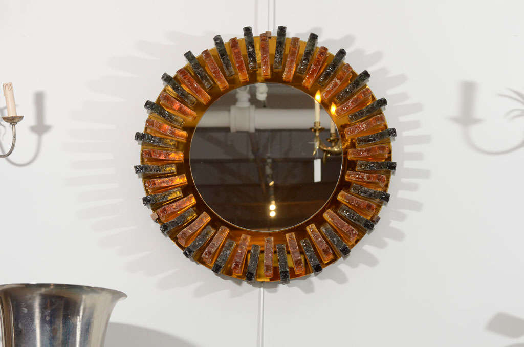 Fantastic glass mirror attributed to Max Ingrand for Fontana Arté.