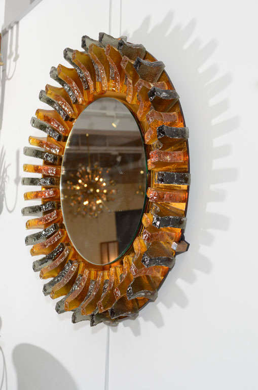 Glass 1960s Mirror Attributed to Fontana Arté