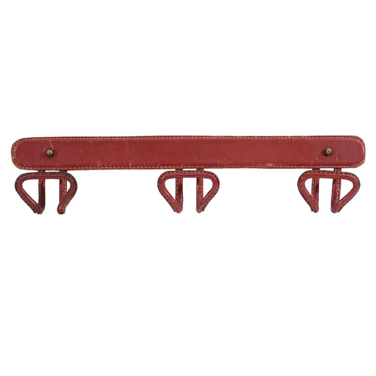Leather Coatrack by Jacques Adnet