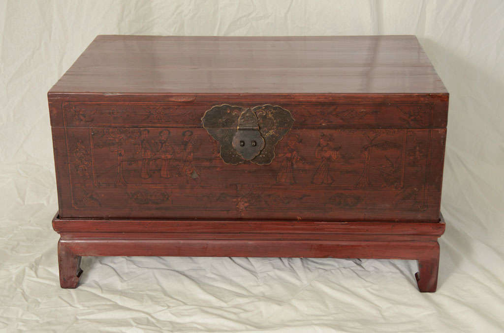 Turn of the century Qing dynasty clothing storage trunk or stand.
