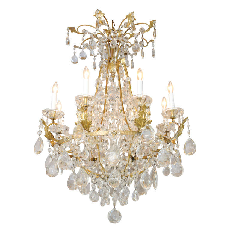 Fine German Eight-Light Bronze Chandelier For Sale