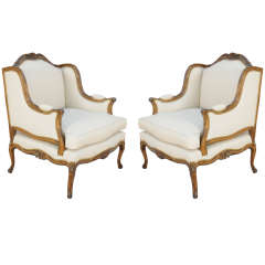 Pair of Walnut Frame Marquise Bergeres