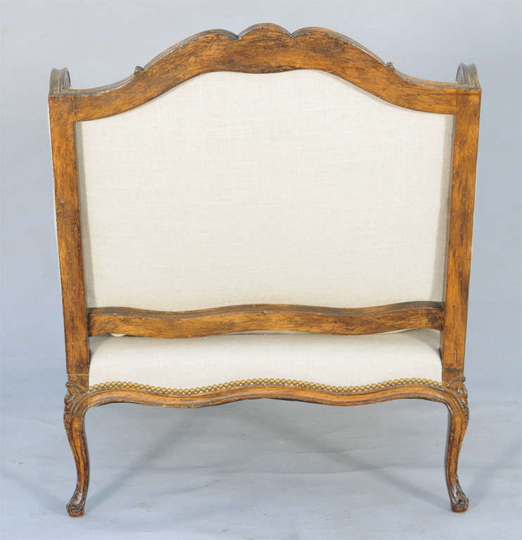 20th Century Pair of Walnut Frame Marquise Bergeres