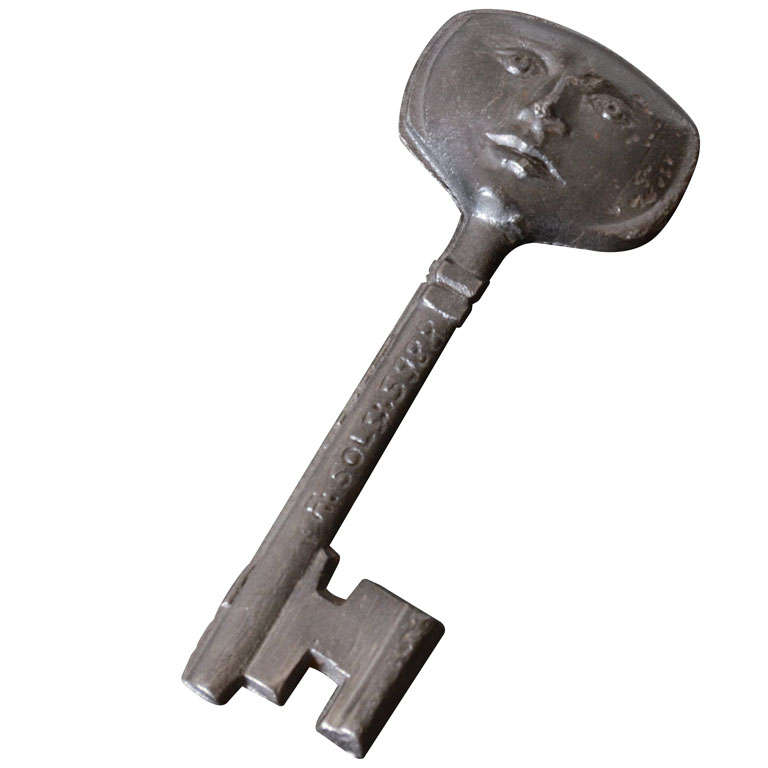 Rare Vintage Skeleton Key with Faces For Sale